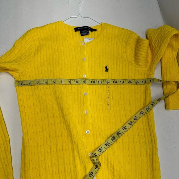 Ralph Lauren sport Yellow Cable Knit Cardigan Sweater size large NWT - Picture 4 of 8